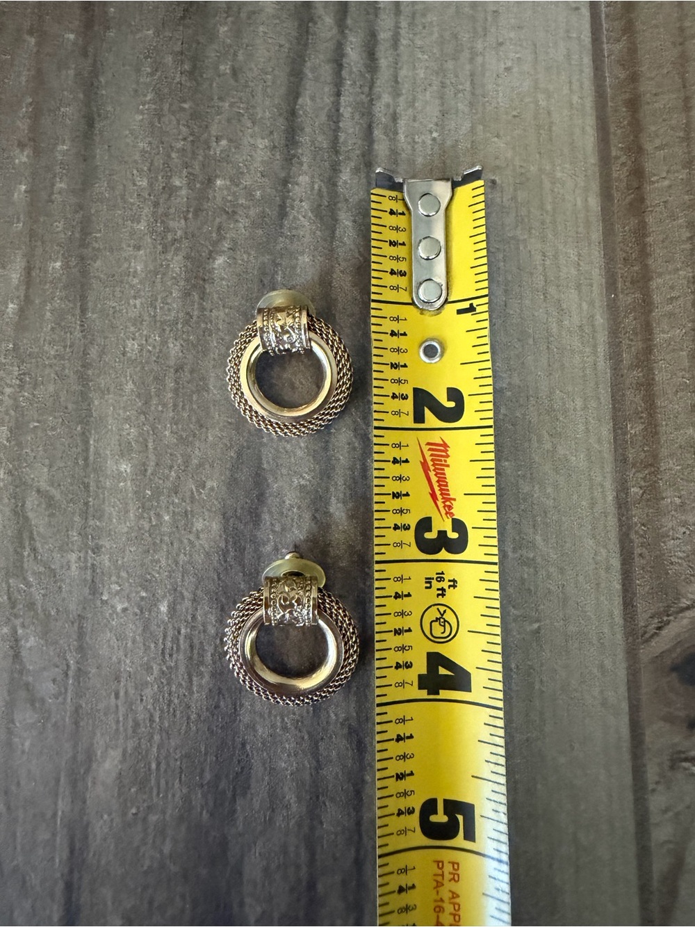 Vintage Gold Tone Door Knocker Earrimgs - Picture 3 of 4